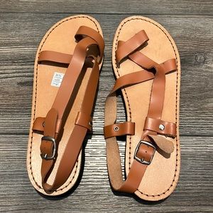 Strappy brown sandals, size 36, similar to Madewell look